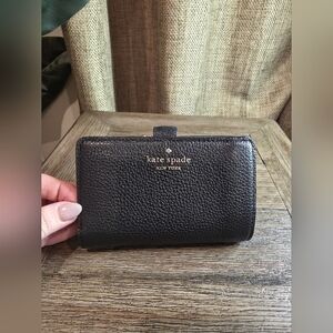 kate spade New York Black Pebbled Leather Wallet
